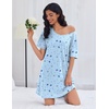 image:imageEkouaer Cotton Nightgowns for Women Oversized Sleepshirt Tshirt Night Gown Short Sleeve Night Shirt Casual Soft SleepwearMoon Star