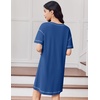 image:imageEkouaer Cotton Nightgowns for Women Oversized Sleepshirt Tshirt Night Gown Short Sleeve Night Shirt Casual Soft SleepwearNavy