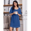 image:imageEkouaer Cotton Nightgowns for Women Oversized Sleepshirt Tshirt Night Gown Short Sleeve Night Shirt Casual Soft SleepwearNavy
