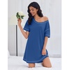 image:imageEkouaer Cotton Nightgowns for Women Oversized Sleepshirt Tshirt Night Gown Short Sleeve Night Shirt Casual Soft SleepwearNavy
