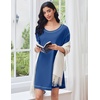 image:imageEkouaer Cotton Nightgowns for Women Oversized Sleepshirt Tshirt Night Gown Short Sleeve Night Shirt Casual Soft SleepwearNavy