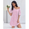 image:imageEkouaer Cotton Nightgowns for Women Oversized Sleepshirt Tshirt Night Gown Short Sleeve Night Shirt Casual Soft SleepwearPink Floral