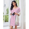 image:imageEkouaer Cotton Nightgowns for Women Oversized Sleepshirt Tshirt Night Gown Short Sleeve Night Shirt Casual Soft SleepwearPink Floral