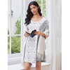 image:imageEkouaer Cotton Nightgowns for Women Oversized Sleepshirt Tshirt Night Gown Short Sleeve Night Shirt Casual Soft SleepwearPurple Green Floral