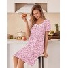 image:imageEkouaer Cotton Nightgowns for Women Pleated Button Night Gowns Victorian Sleep Shirts Ladies House Dress with Pockets