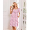 image:imageEkouaer Cotton Nightgowns for Women Pleated Button Night Gowns Victorian Sleep Shirts Ladies House Dress with Pockets
