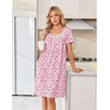 image:imageEkouaer Cotton Nightgowns for Women Pleated Button Night Gowns Victorian Sleep Shirts Ladies House Dress with Pockets