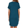 image:imageEkouaer Cotton Nightgowns for Women Short Sleeve Button Down Sleepshirt Soft Lounge DressBlue Green
