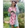 image:imageEkouaer Cotton Nightgowns for Women Short Sleeve Button Down Sleepshirt Soft Lounge DressCherry