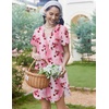 image:imageEkouaer Cotton Nightgowns for Women Short Sleeve Button Down Sleepshirt Soft Lounge DressCherry