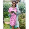 image:imageEkouaer Cotton Nightgowns for Women Short Sleeve Button Down Sleepshirt Soft Lounge DressDark Pink Bow