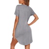 image:imageEkouaer Cotton Nightgowns for Women Short Sleeve Button Down Sleepshirt Soft Lounge DressLight Grey