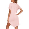image:imageEkouaer Cotton Nightgowns for Women Short Sleeve Button Down Sleepshirt Soft Lounge DressLight Pink