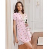 image:imageEkouaer Cotton Nightgowns for Women Short Sleeve Button Down Sleepshirt Soft Lounge DressLittle Flower