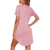 image:imageEkouaer Cotton Nightgowns for Women Short Sleeve Button Down Sleepshirt Soft Lounge DressPink