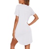 image:imageEkouaer Cotton Nightgowns for Women Short Sleeve Button Down Sleepshirt Soft Lounge DressWhite