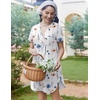 image:imageEkouaer Cotton Nightgowns for Women Short Sleeve Button Down Sleepshirt Soft Lounge DressWhite Blue Floral
