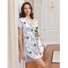 image:imageEkouaer Cotton Nightgowns for Women Short Sleeve Button Down Sleepshirt Soft Lounge DressWhite Blue Floral