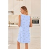 image:imageEkouaer Cotton Nightgowns for Women Sleeveless Night Gown Tank Sleep Shirts Pleated Night Shirts V Neck ChemiseFloral Blue
