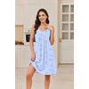 image:imageEkouaer Cotton Nightgowns for Women Sleeveless Night Gown Tank Sleep Shirts Pleated Night Shirts V Neck ChemiseFloral Blue