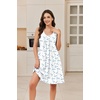 image:imageEkouaer Cotton Nightgowns for Women Sleeveless Night Gown Tank Sleep Shirts Pleated Night Shirts V Neck ChemiseFloral White Blue