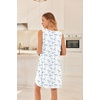 image:imageEkouaer Cotton Nightgowns for Women Sleeveless Night Gown Tank Sleep Shirts Pleated Night Shirts V Neck ChemiseFloral White Blue