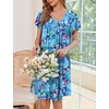 image:imageEkouaer House Dress for Women with Pockets Short Sleeve Moo Moos Plus Size Nightgowns Floral Print Mumu DressesAqua Multi