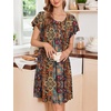 image:imageEkouaer House Dress for Women with Pockets Short Sleeve Moo Moos Plus Size Nightgowns Floral Print Mumu DressesEthnic Print Brown