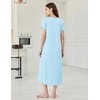 image:imageEkouaer Long Nightgowns for Women Bamboo Viscose Sleepshirt Short Sleeve Night Gown V Neck House DressAqua Green
