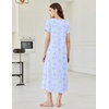 image:imageEkouaer Long Nightgowns for Women Bamboo Viscose Sleepshirt Short Sleeve Night Gown V Neck House DressFloral Blue