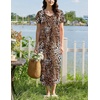 image:imageEkouaer Long Nightgowns for Women Bamboo Viscose Sleepshirt Short Sleeve Night Gown V Neck House DressLeopard Print