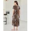 image:imageEkouaer Long Nightgowns for Women Bamboo Viscose Sleepshirt Short Sleeve Night Gown V Neck House DressLeopard Print