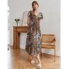 image:imageEkouaer Long Nightgowns for Women Bamboo Viscose Sleepshirt Short Sleeve Night Gown V Neck House DressLeopard Print