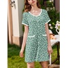 image:imageEkouaer Nightgowns for Women 2 Pack Button Down Sleep Shirts Short Sleeve Nightshirt Sleepwear House Dress with PocketsBlackGreen Dandelion