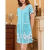 image:imageEkouaer Nightgowns for Women 2 Pack Button Down Sleep Shirts Short Sleeve Nightshirt Sleepwear House Dress with PocketsBlackGreen Floral
