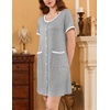 image:imageEkouaer Nightgowns for Women 2 Pack Button Down Sleep Shirts Short Sleeve Nightshirt Sleepwear House Dress with PocketsBlackLight Grey