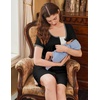 image:imageEkouaer Nightgowns for Women 2 Pack Button Down Sleep Shirts Short Sleeve Nightshirt Sleepwear House Dress with PocketsBlackLight Grey