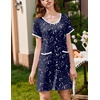 image:imageEkouaer Nightgowns for Women 2 Pack Button Down Sleep Shirts Short Sleeve Nightshirt Sleepwear House Dress with PocketsBlackNavy Star