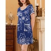 image:imageEkouaer Nightgowns for Women 2 Pack Button Down Sleep Shirts Short Sleeve Nightshirt Sleepwear House Dress with PocketsBlackNavy Vine