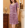 image:imageEkouaer Nightgowns for Women 2 Pack Button Down Sleep Shirts Short Sleeve Nightshirt Sleepwear House Dress with PocketsBlackPink Leopard