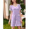 image:imageEkouaer Nightgowns for Women 2 Pack Button Down Sleep Shirts Short Sleeve Nightshirt Sleepwear House Dress with PocketsBlackPurple Floral
