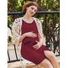 image:imageEkouaer Nightgowns for Women 2 Pack Button Down Sleep Shirts Short Sleeve Nightshirt Sleepwear House Dress with PocketsBlackWine Red
