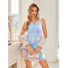 image:imageEkouaer Nightgowns for Women 2 Pack Tank Night Gown Sleeveless Sleep Shirt V Neck Chemise Soft Night Shirt Ladies Sleep DressBlackBlue Tie Dye
