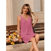 image:imageEkouaer Nightgowns for Women Bamboo Viscose Night Gown Sleeveless Sleep Shirts Tank Sleep Dress Vneck SleepwearCherry Red