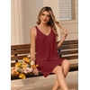 image:imageEkouaer Nightgowns for Women Bamboo Viscose Night Gown Sleeveless Sleep Shirts Tank Sleep Dress Vneck SleepwearDark Red