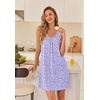 image:imageEkouaer Nightgowns for Women Bamboo Viscose Night Gown Sleeveless Sleep Shirts Tank Sleep Dress Vneck SleepwearFloral Purple