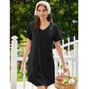 image:imageEkouaer Nightgowns for Women Bamboo Viscose Sleep Shirts Short Sleeve Night Shirts Casual Sleep Dress Soft SleepwearBlack
