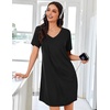 image:imageEkouaer Nightgowns for Women Bamboo Viscose Sleep Shirts Short Sleeve Night Shirts Casual Sleep Dress Soft SleepwearBlack