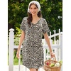 image:imageEkouaer Nightgowns for Women Bamboo Viscose Sleep Shirts Short Sleeve Night Shirts Casual Sleep Dress Soft SleepwearBrown Leopard Print