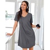 image:imageEkouaer Nightgowns for Women Bamboo Viscose Sleep Shirts Short Sleeve Night Shirts Casual Sleep Dress Soft SleepwearDark Grey